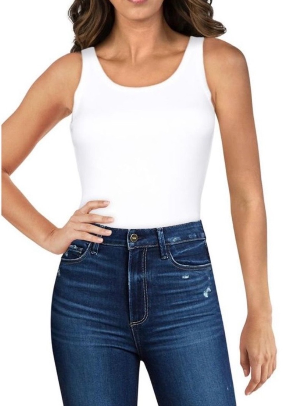 AMO White Ribbed Tank